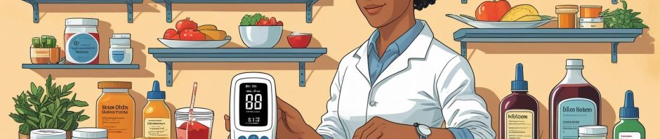 A concerned middle-aged person looking at their reflection in the mirror, noticing dark skin patches on their neck. Subtle text overlay: “It’s Not Just About Sugar – Surprising Symptoms of Type 2 Diabetes.