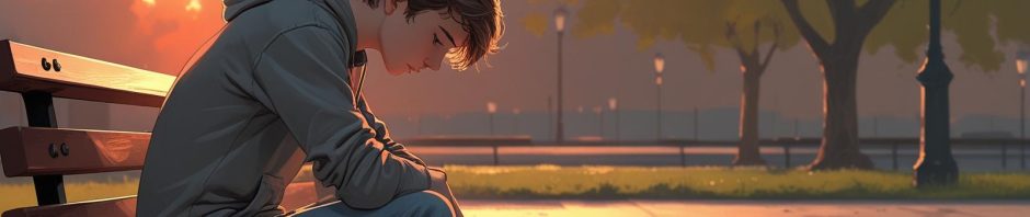 Teenager sitting alone, looking at their phone with a sad expression—highlighting the emotional isolation behind constant screen use.