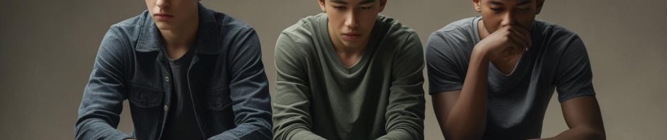 A young man sitting in quiet reflection, with warm light and an open doorway behind him